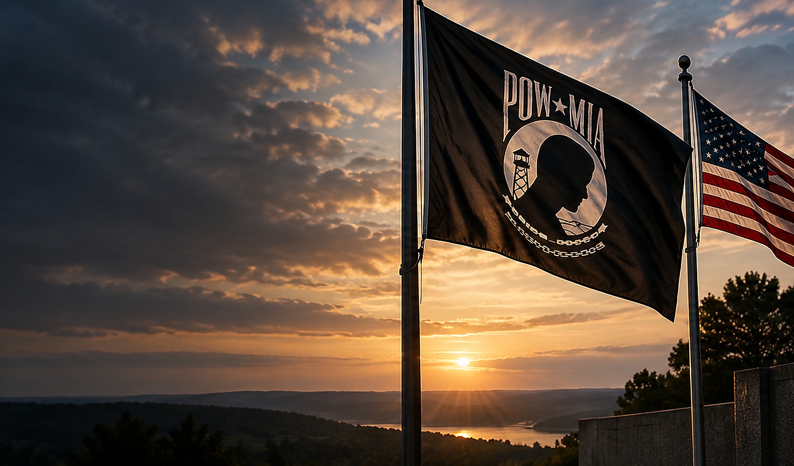 Military and POW MIA flags