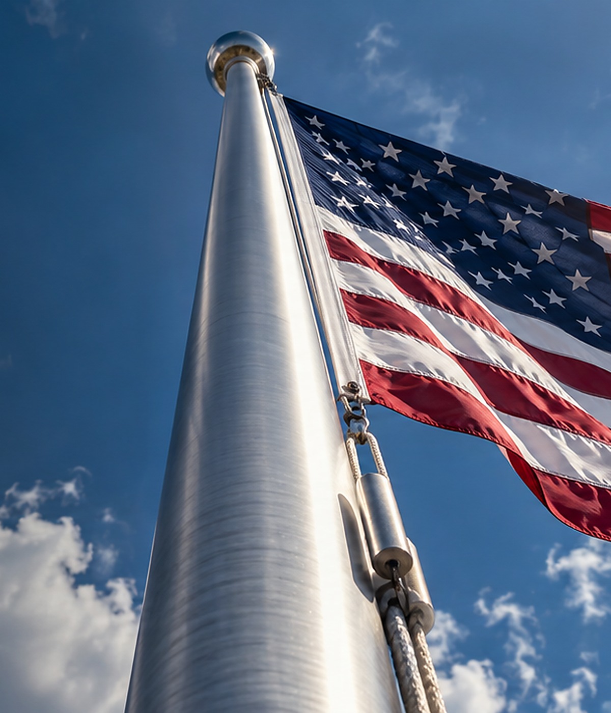 Flagpole and American flag outdoors